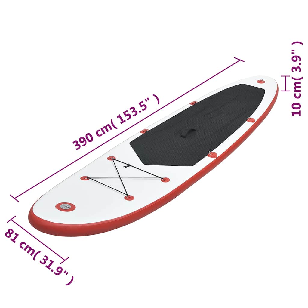 vidaXL SUP surfingbräda uppblåsbar röd och vit