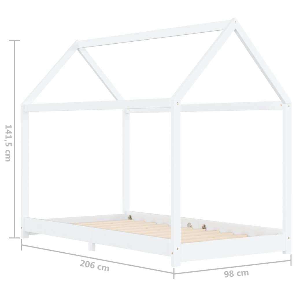vidaXL Barnsäng vit massiv furu 90x200 cm
