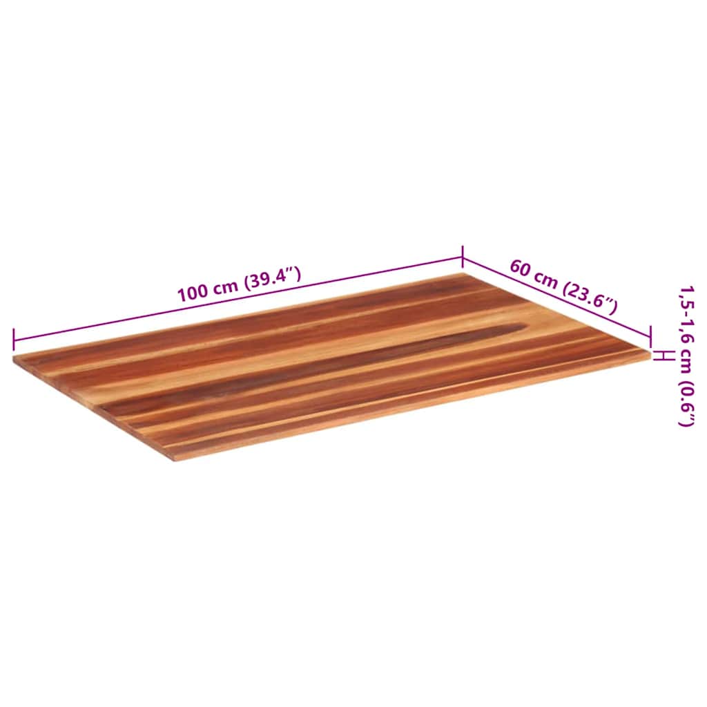 vidaXL Bordsskiva massivt akaciaträ 15-16 mm 60x100 cm