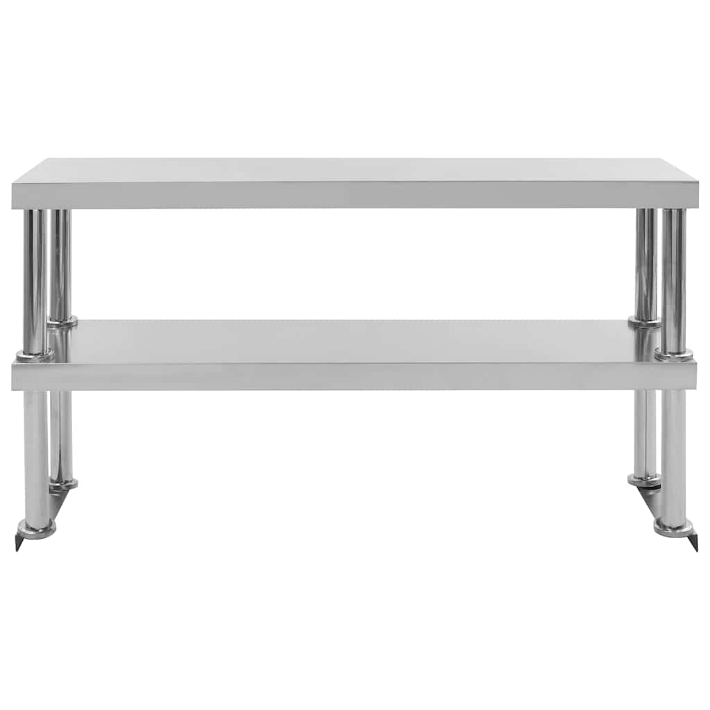 vidaXL Överhylla för arbetsbord 2 hyllplan 120x30x65 cm rostfritt stål