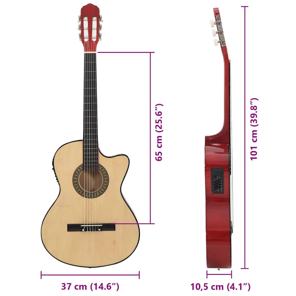 vidaXL Gitarr 12 delar med EQ-pedal 6 och strängar western