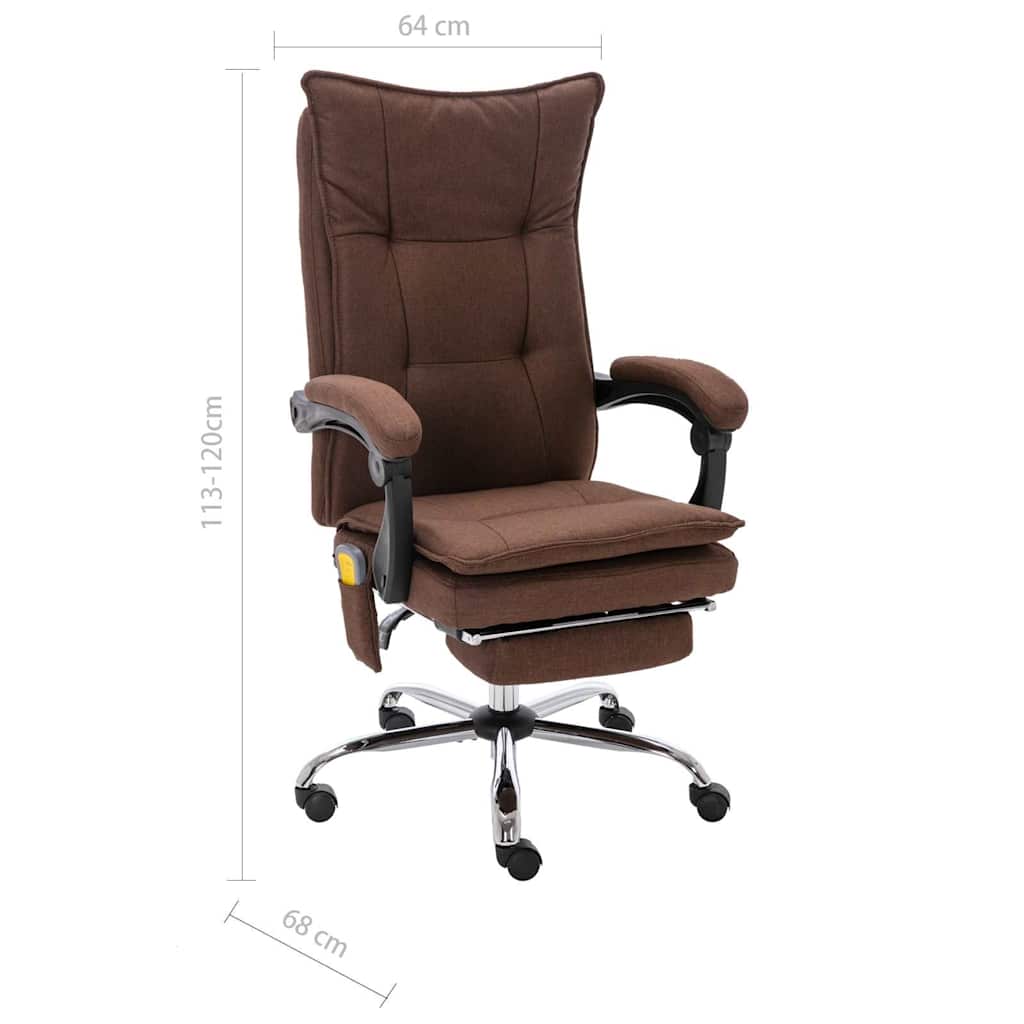 vidaXL Massagekontorsstol brun tyg