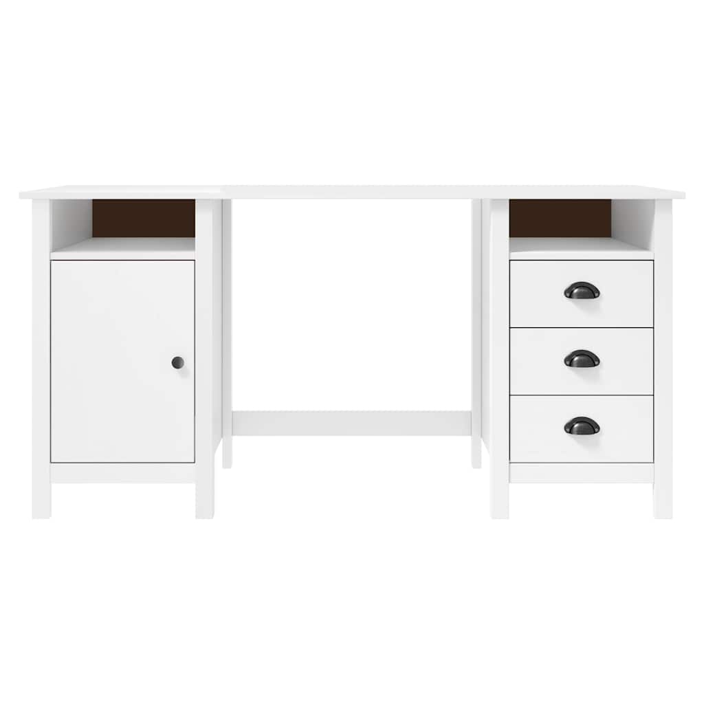 vidaXL Skrivbord Hill vit 150x50x74 cm massiv furu