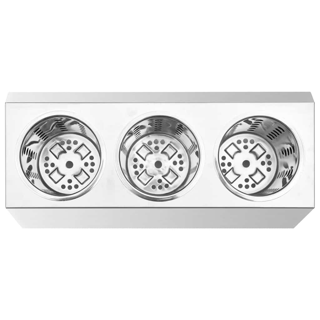 vidaXL Bestickhållare 3 behållare rektangulärt rostfritt stål