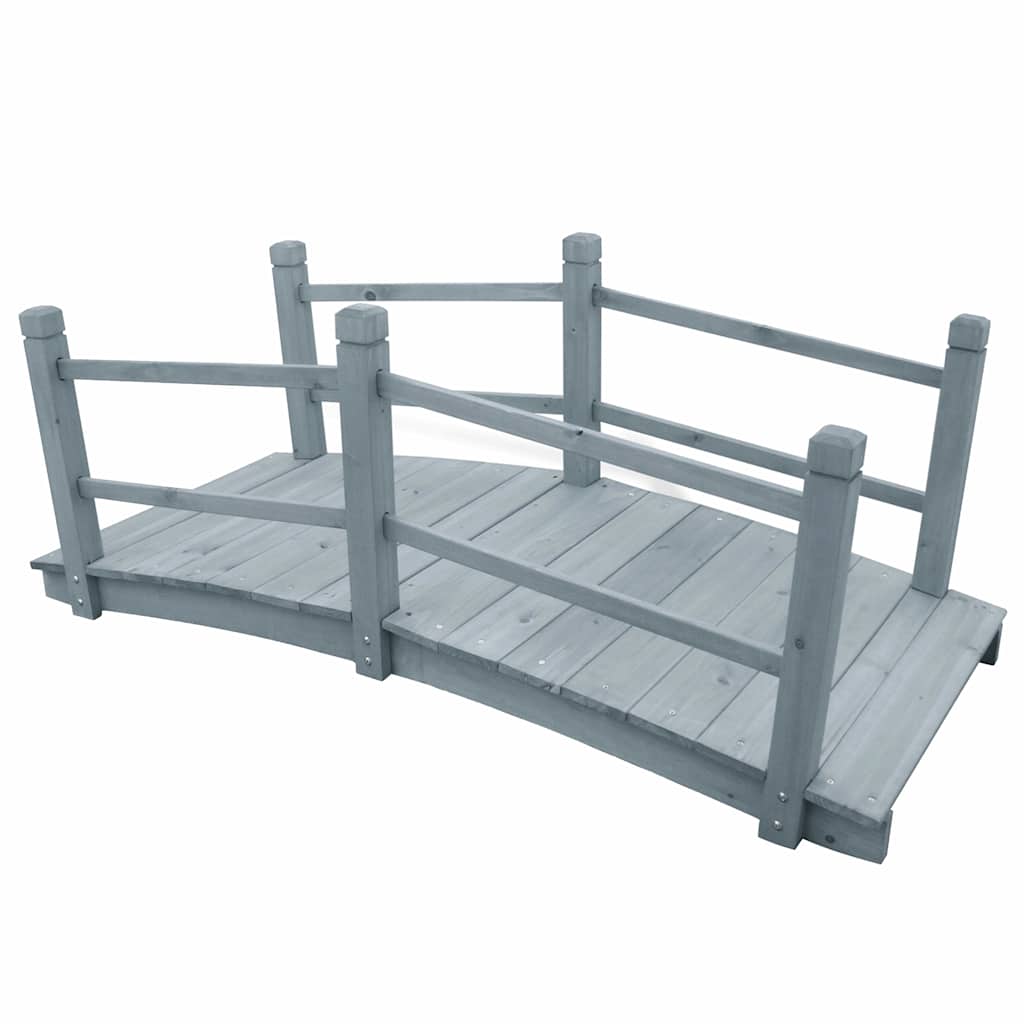 vidaXL Trädgårdsbro grå 140x60x56 cm massivt granträ