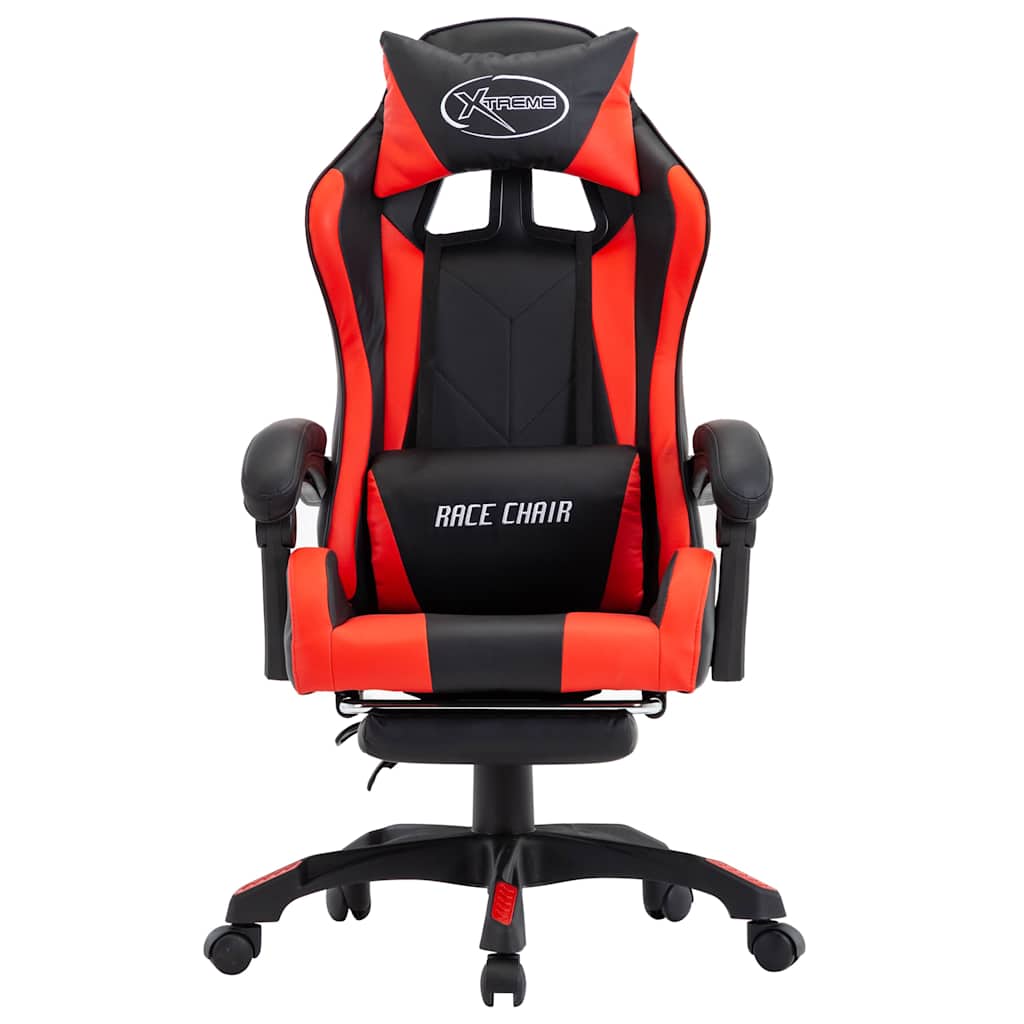 vidaXL Gamingstol med fotstöd röd och svart konstläder