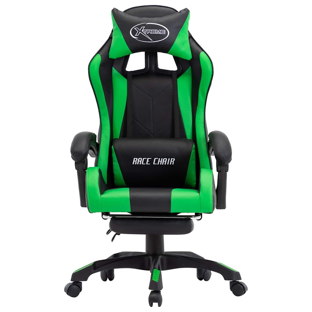 vidaXL Gamingstol med fotstöd grön och svart konstläder