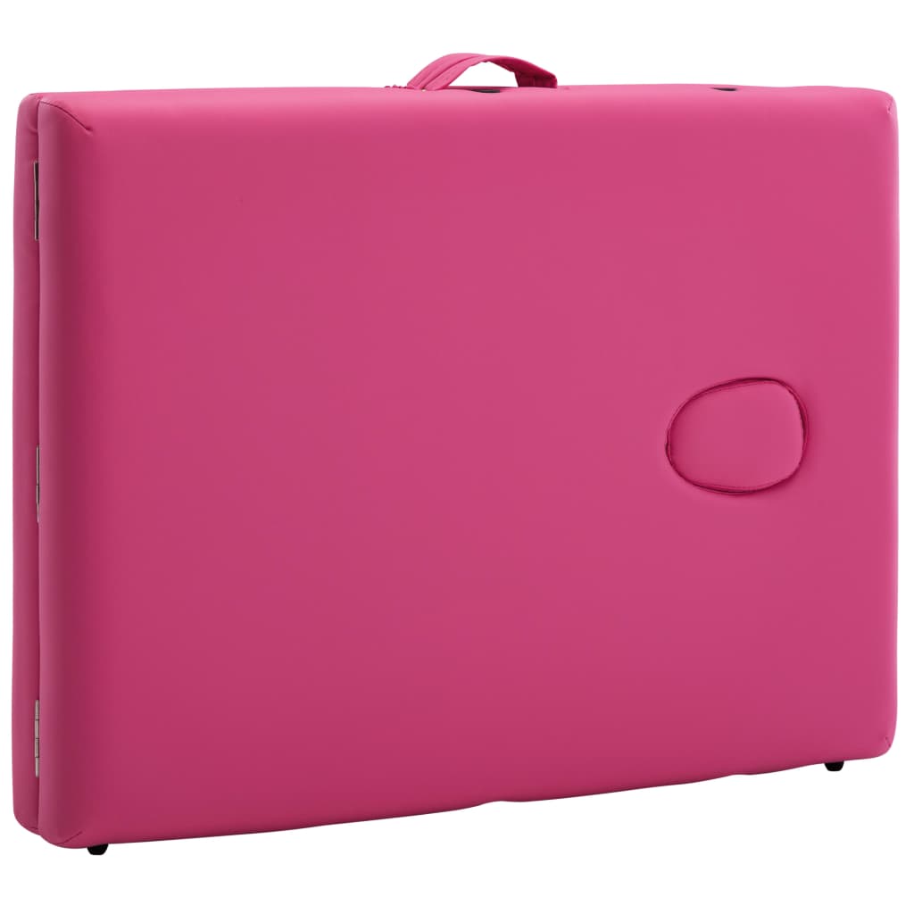 vidaXL Hopfällbar massagebänk 2 sektioner aluminium rosa