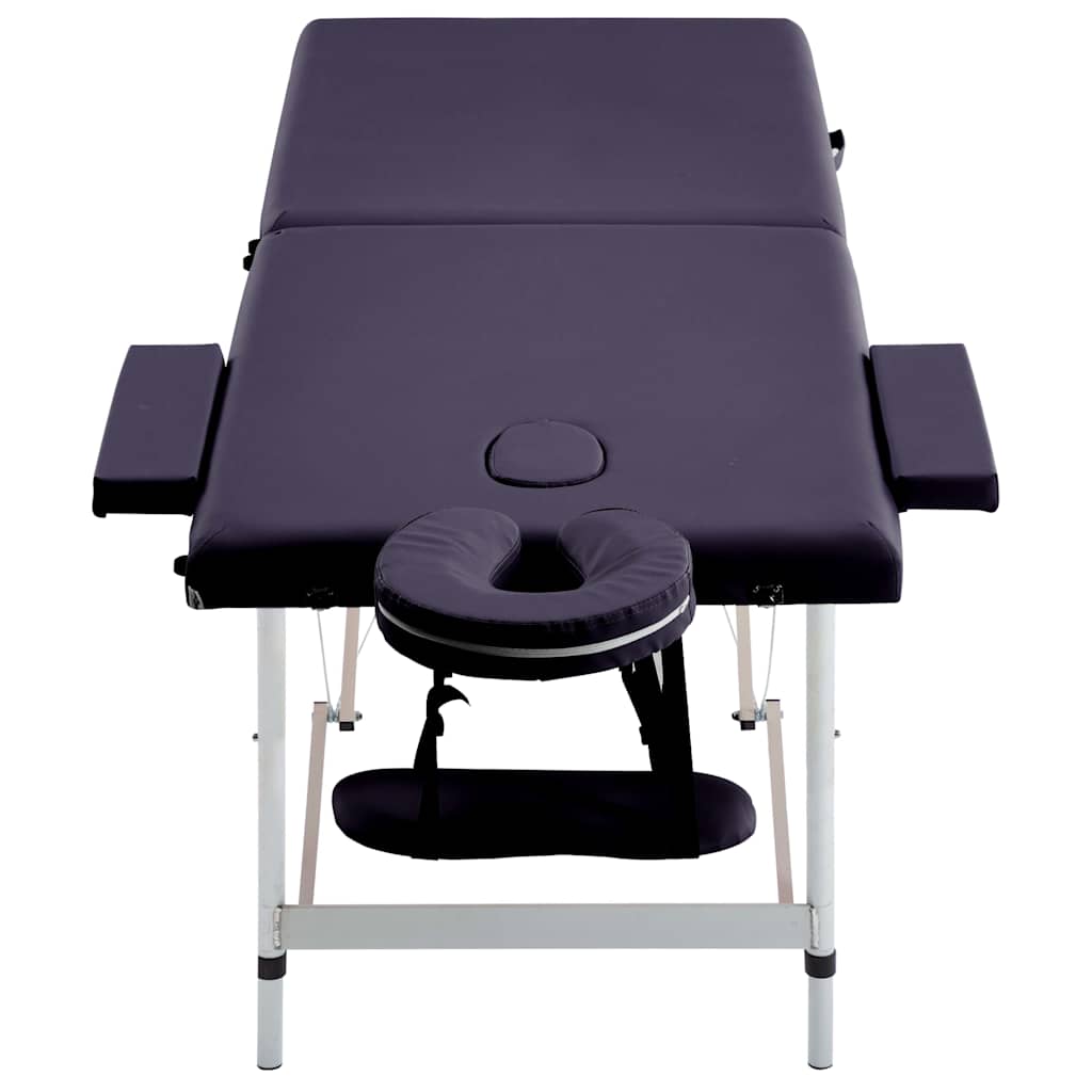 vidaXL Hopfällbar massagebänk 2 sektioner aluminium lila