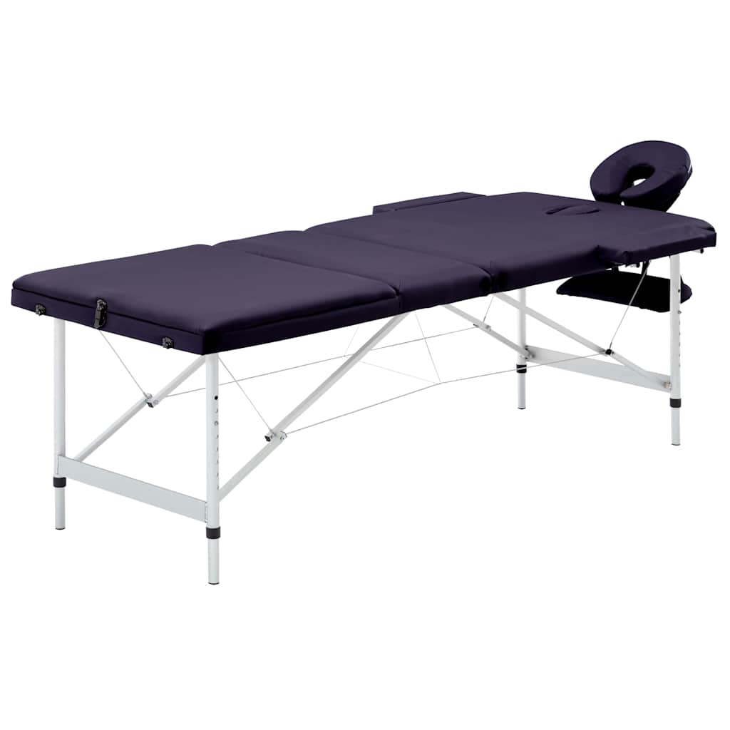 vidaXL Hopfällbar massagebänk 3 sektioner aluminium lila