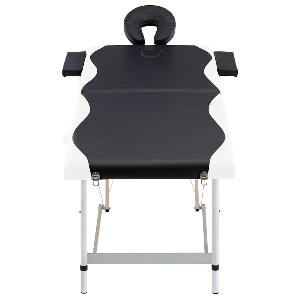 vidaXL Hopfällbar massagebänk 2 sektioner aluminium svart och vit