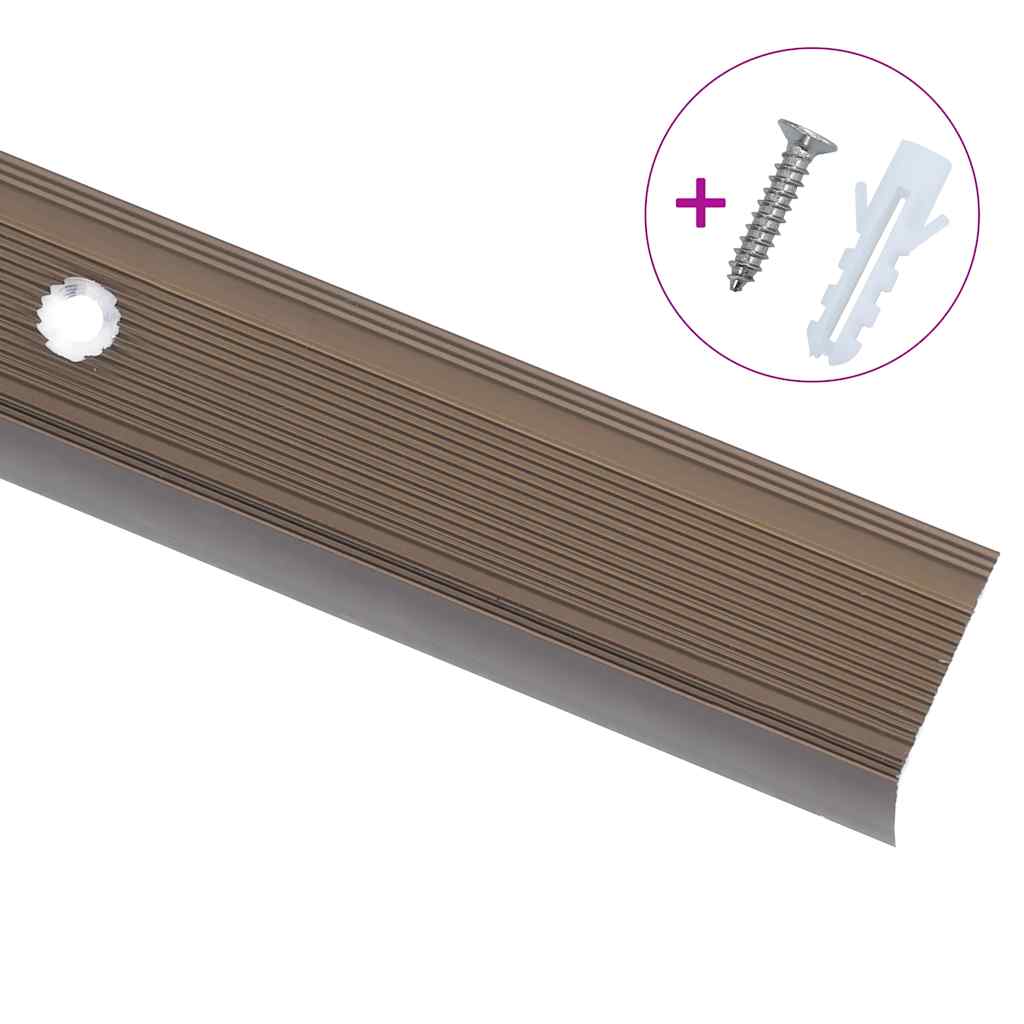 vidaXL Trappnosings i L-form 15 st aluminium 100 cm brun