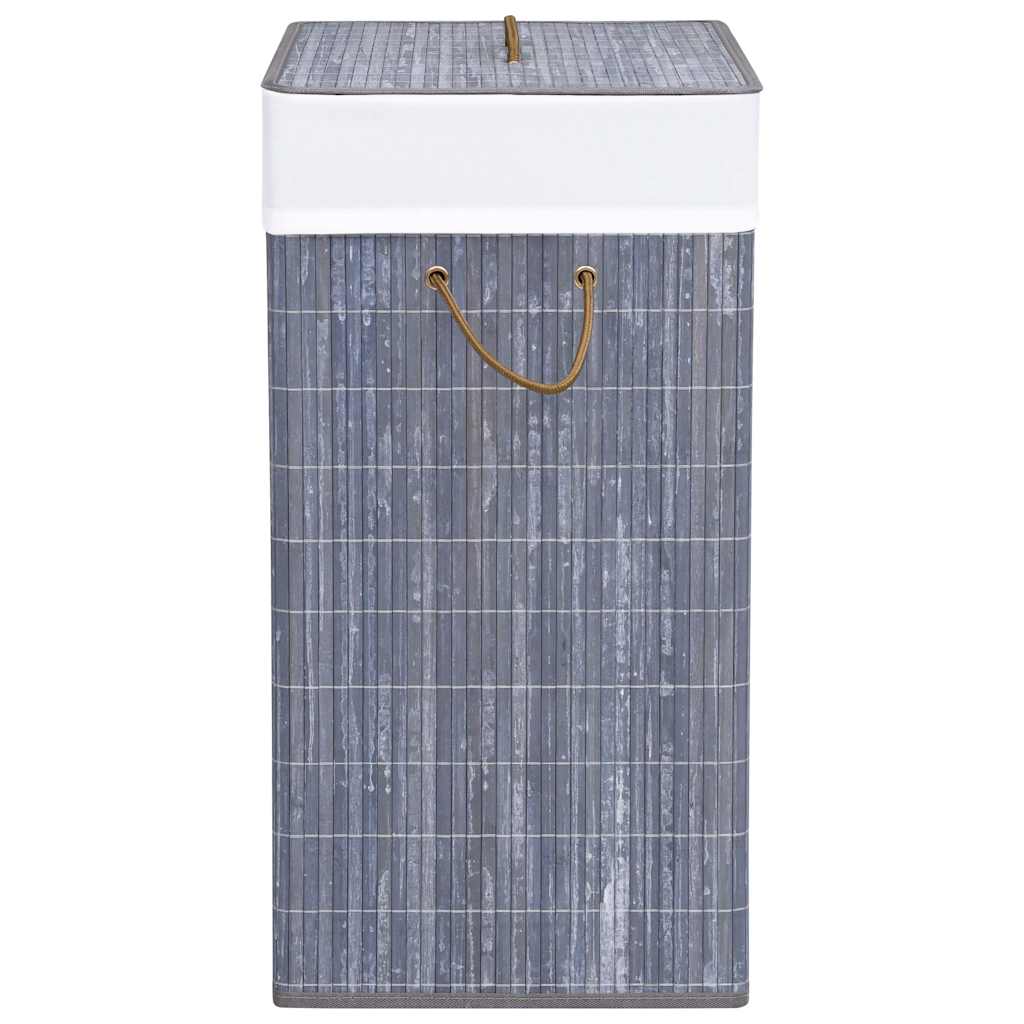 vidaXL Tvättkorg bambu med 2 sektioner grå 100 L