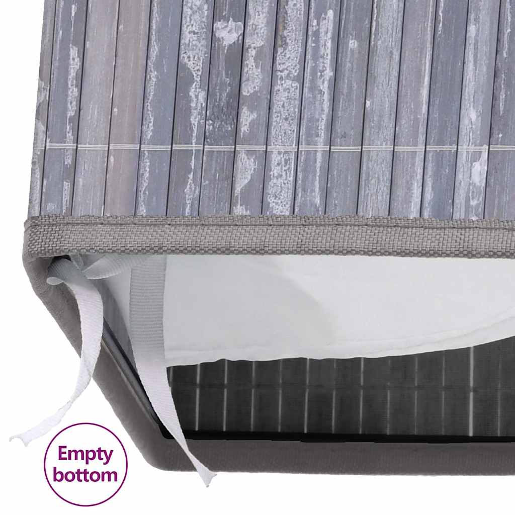 vidaXL Tvättkorg bambu med 2 sektioner grå 100 L