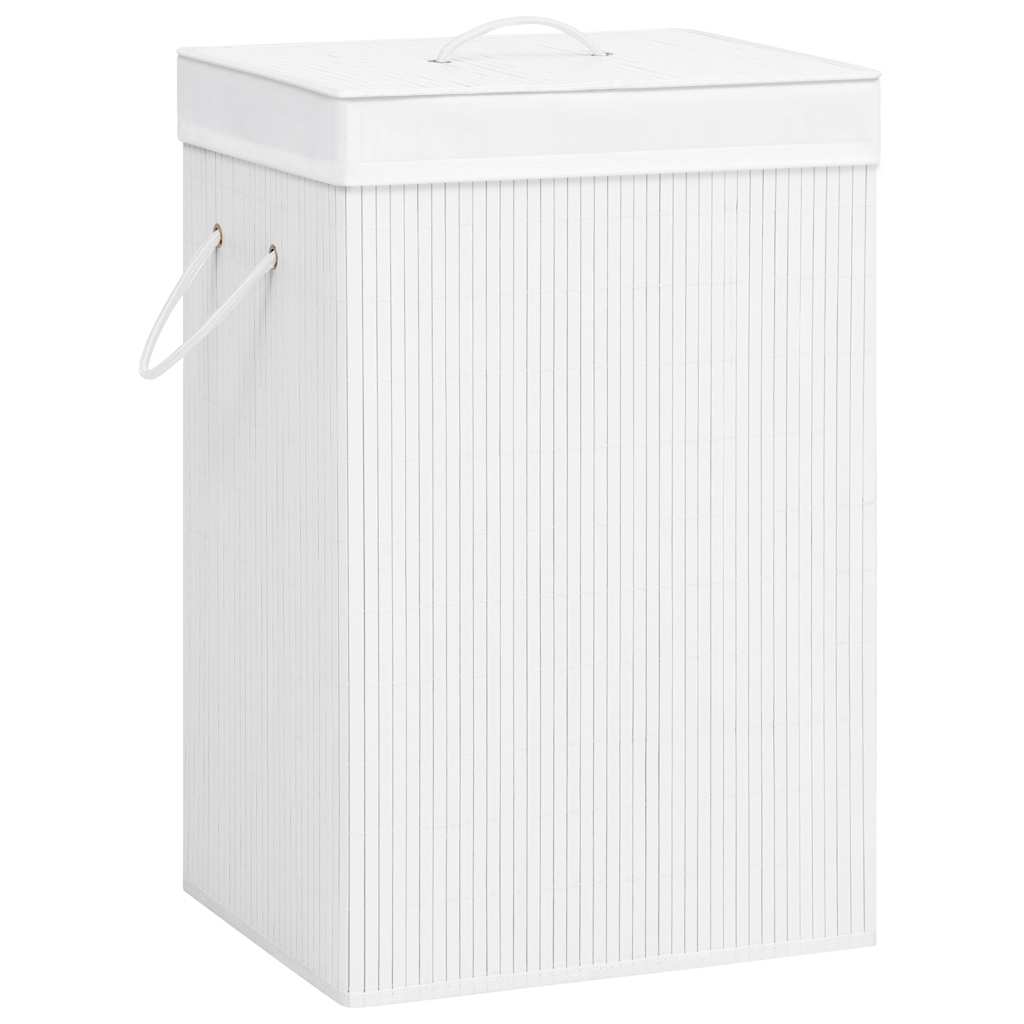 vidaXL Tvättkorg bambu med 2 sektioner vit 72 L