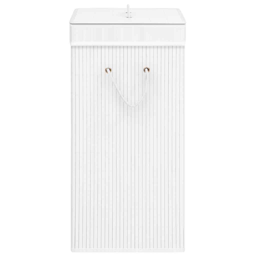 vidaXL Tvättkorg bambu med 2 sektioner vit 72 L