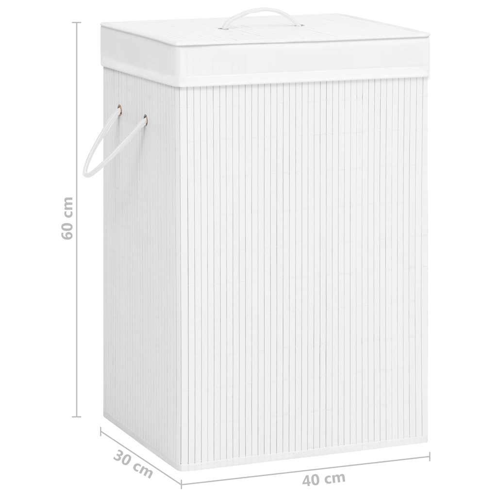 vidaXL Tvättkorg bambu med 2 sektioner vit 72 L