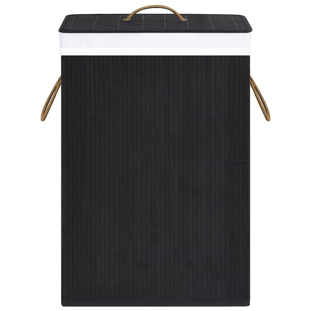 vidaXL Tvättkorg bambu med 2 sektioner svart 72 L