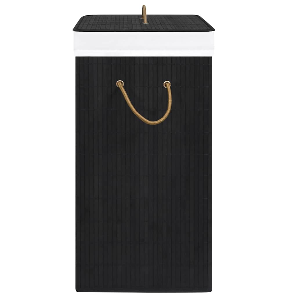 vidaXL Tvättkorg bambu med 2 sektioner svart 72 L