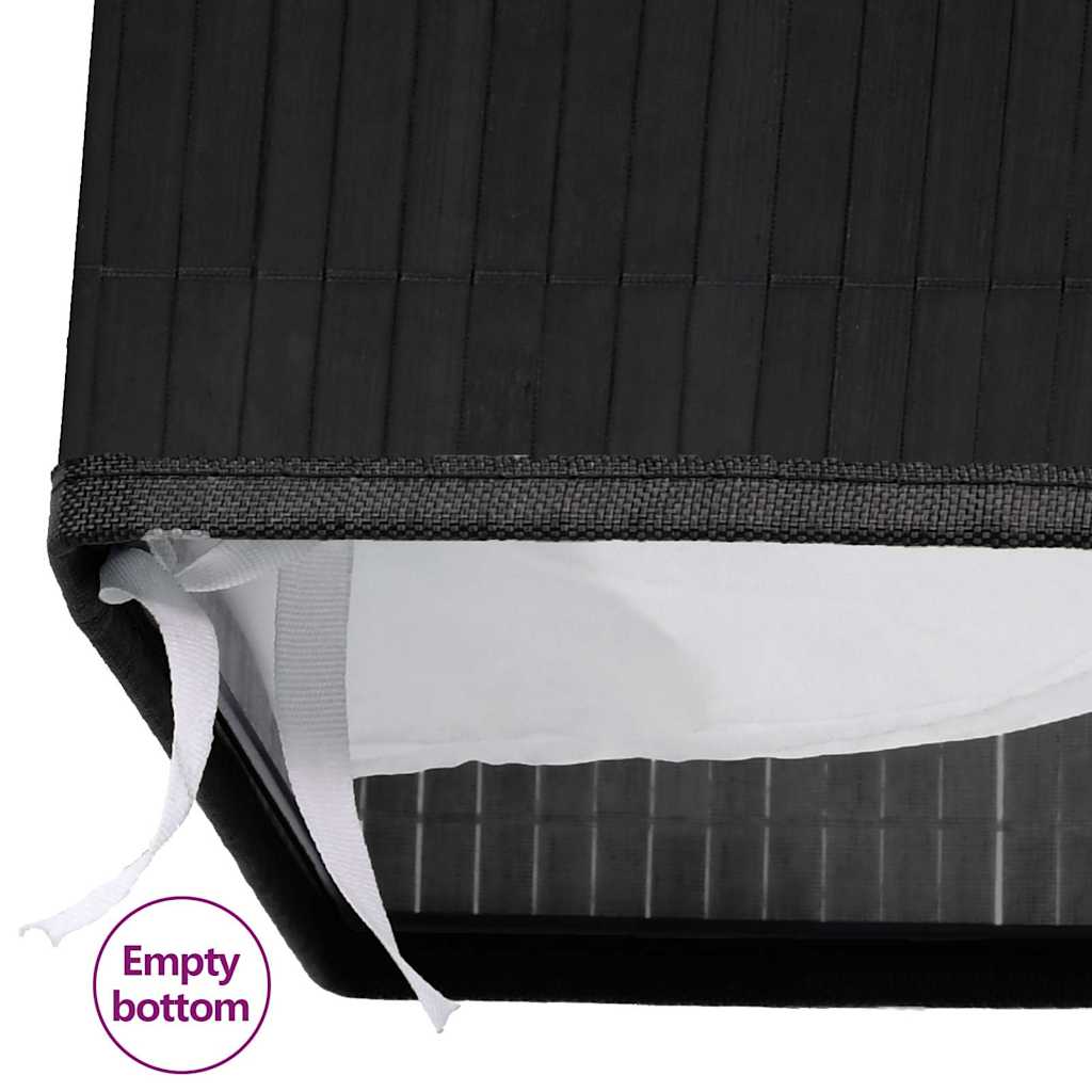 vidaXL Tvättkorg bambu med 2 sektioner svart 72 L