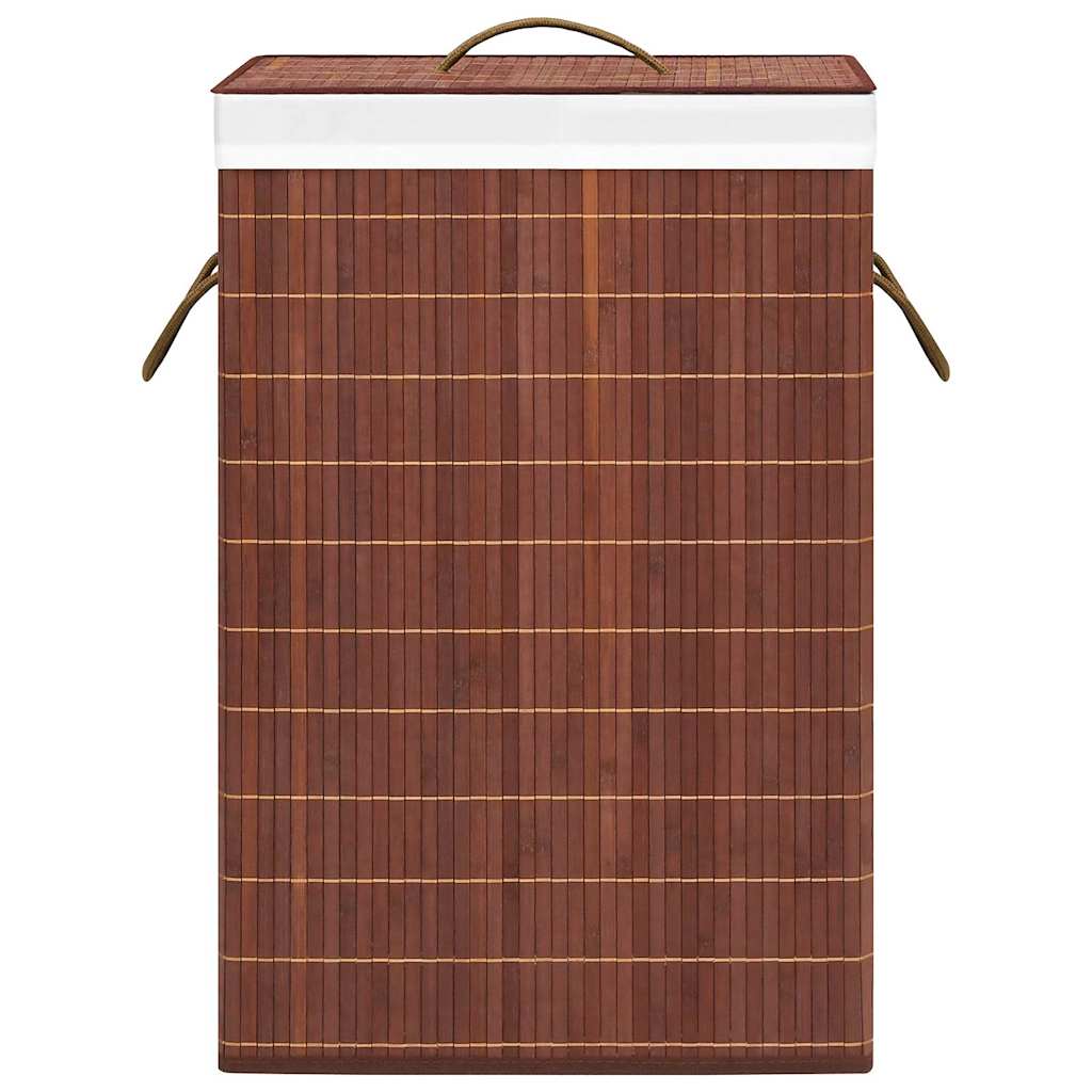 vidaXL Tvättkorg bambu med 2 sektioner brun 72 L