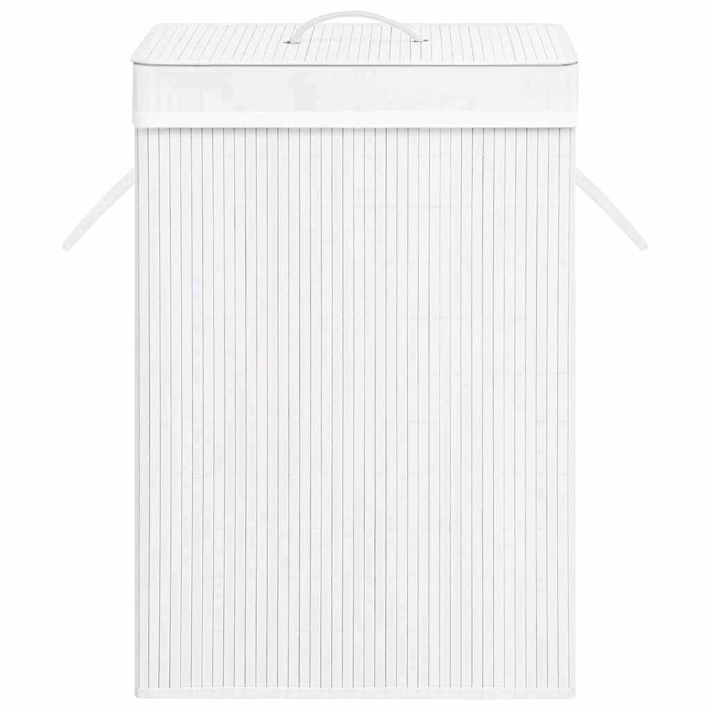 vidaXL Tvättkorg bambu med 1 sektion vit