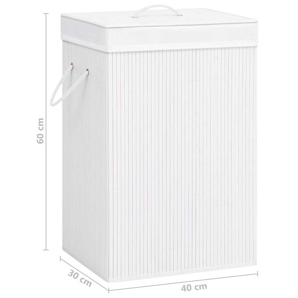 vidaXL Tvättkorg bambu med 1 sektion vit