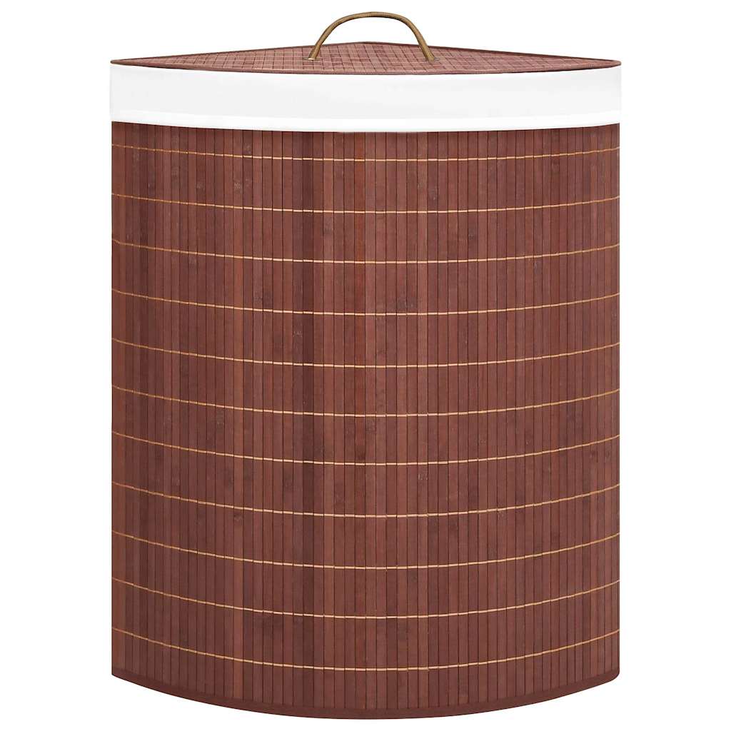 vidaXL Tvättkorg för hörn bambu brun 60 L