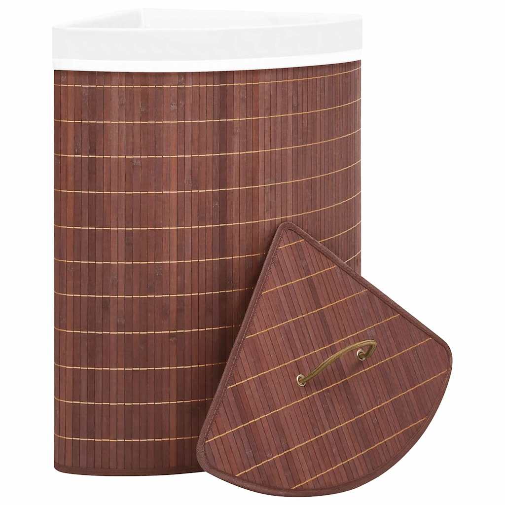 vidaXL Tvättkorg för hörn bambu brun 60 L