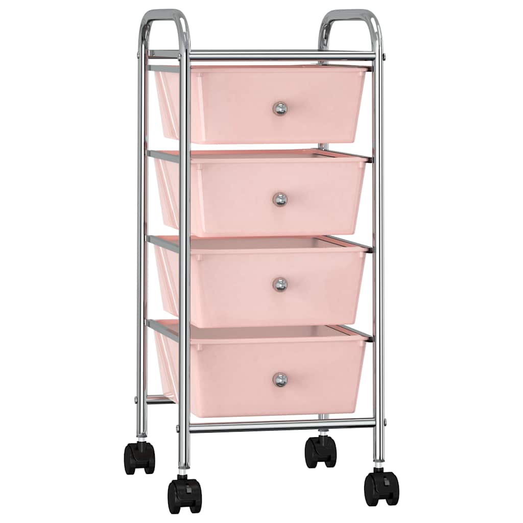 vidaXL Förvaringsvagn 4 lådor rosa plast
