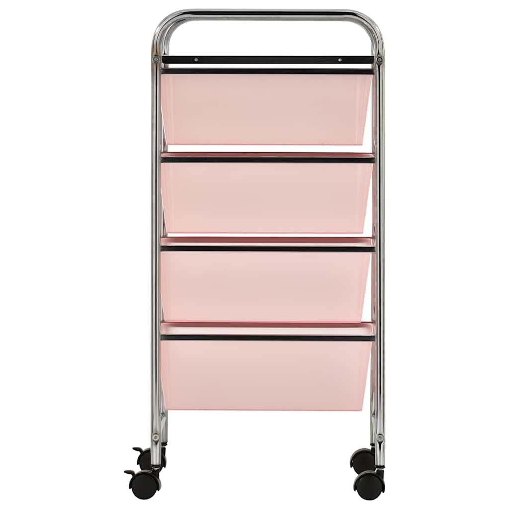 vidaXL Förvaringsvagn 4 lådor rosa plast