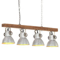 vidaXL Taklampa industriell silver E27 mangoträ