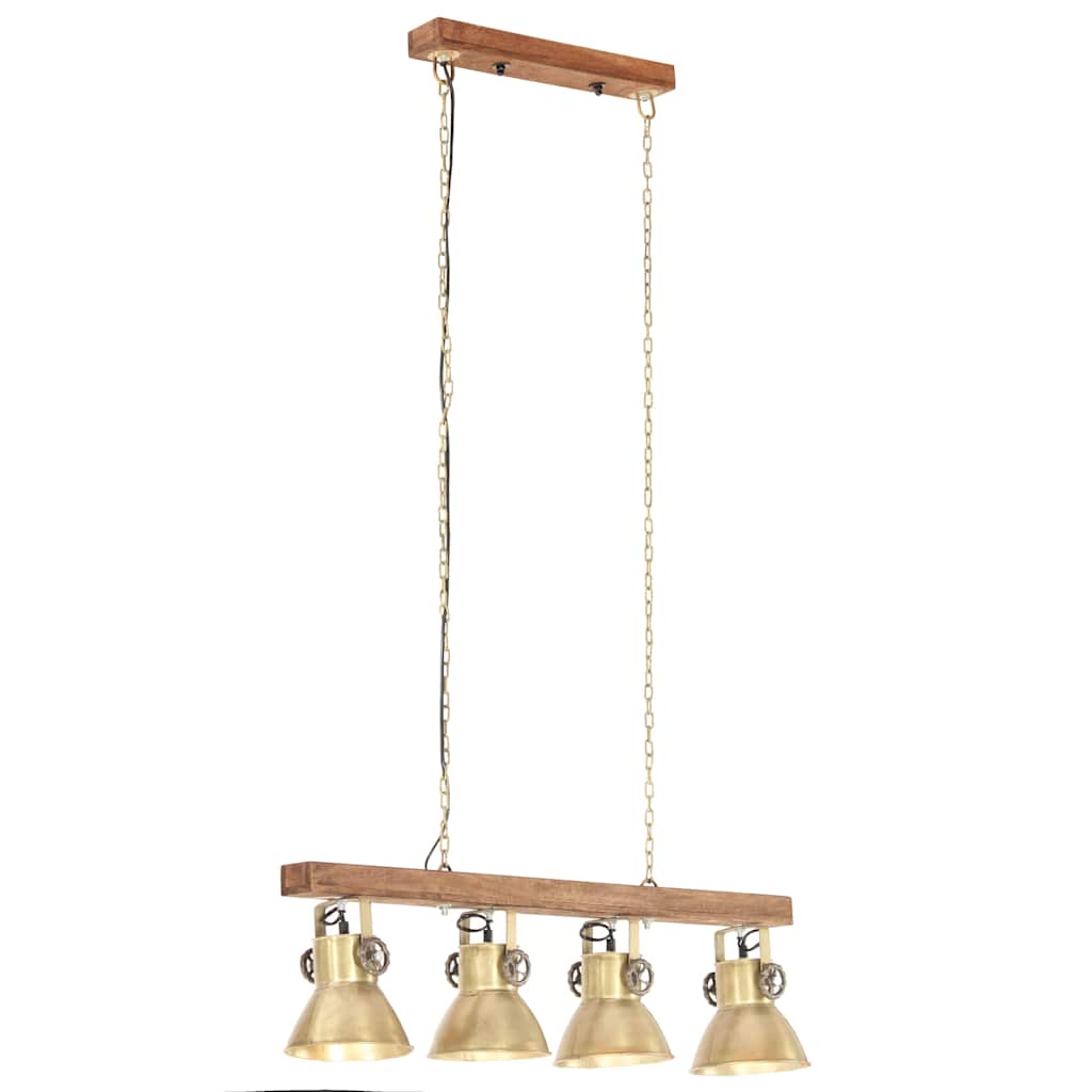 vidaXL Taklampa industriell mässing E27 mangoträ