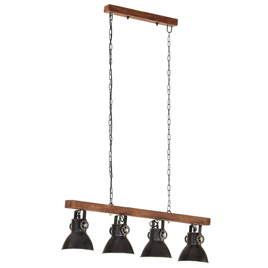vidaXL Taklampa industriell svart E27 mangoträ