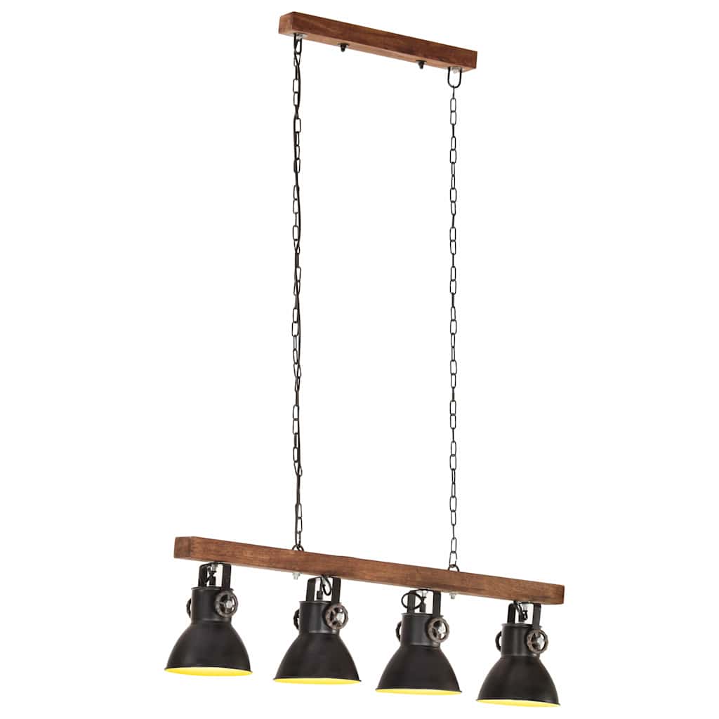 vidaXL Taklampa industriell svart E27 mangoträ