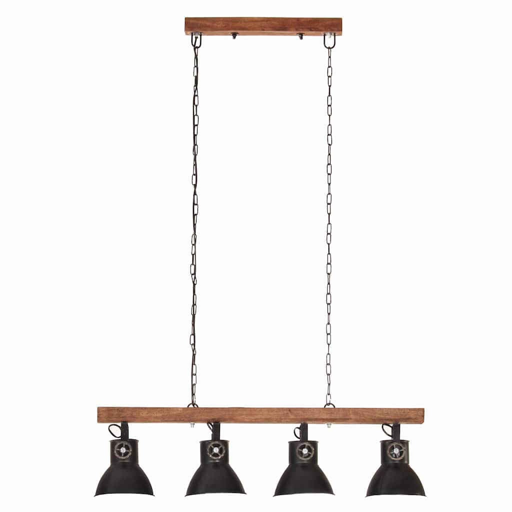 vidaXL Taklampa industriell svart E27 mangoträ