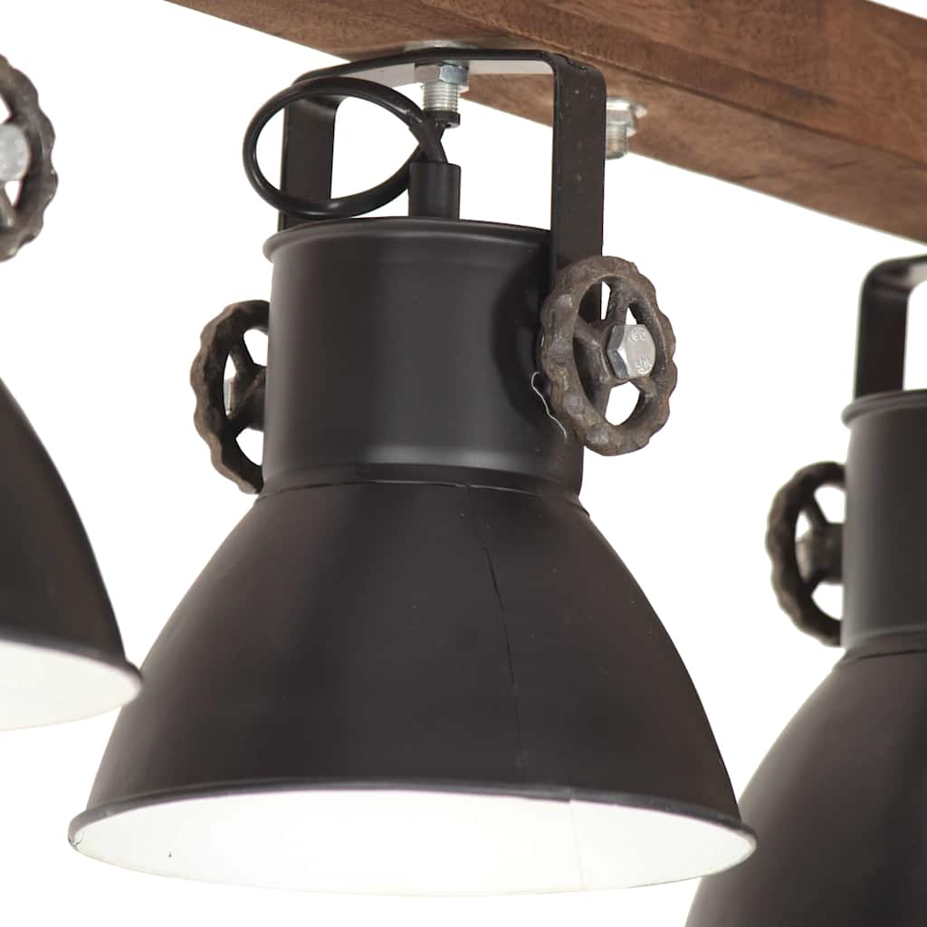 vidaXL Taklampa industriell svart E27 mangoträ