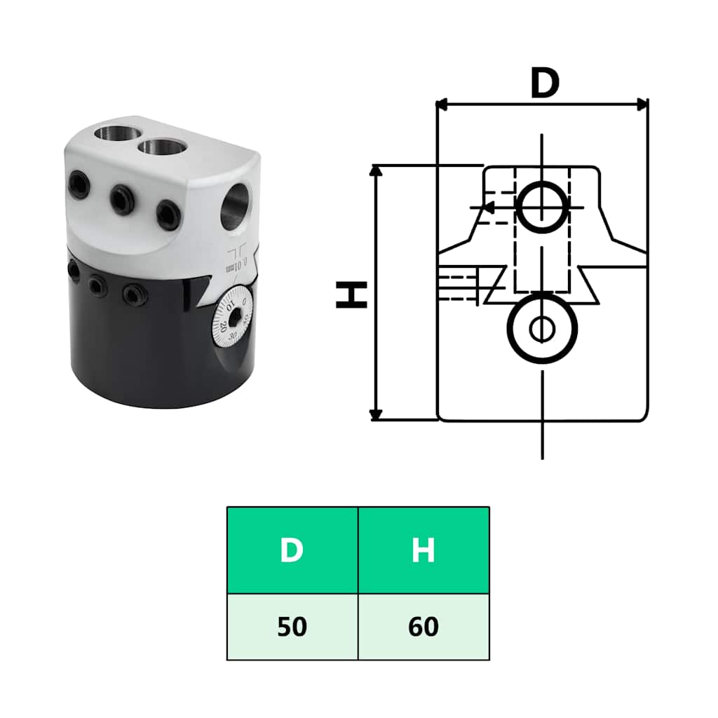 vidaXL F1-12 Borrchuck 50 mm med MT2-M10 skaft för svarvfräsning