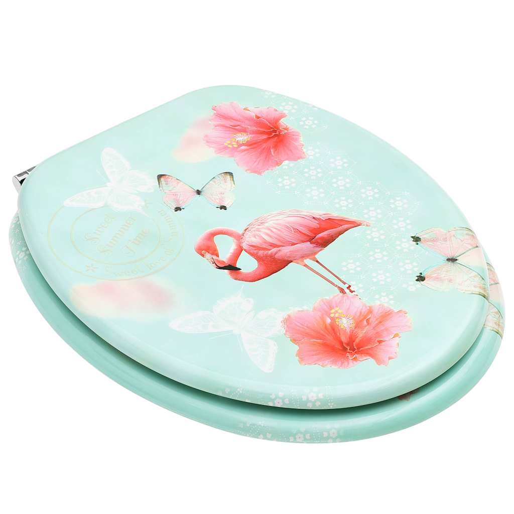 vidaXL Toalettsits med lock MDF flamingo