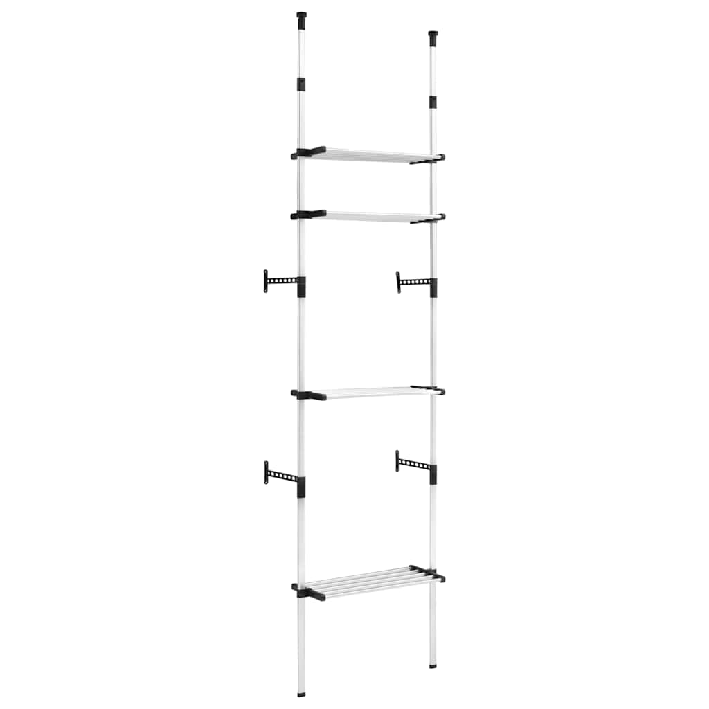 vidaXL Teleskopiskt garderobssystem med hyllor aluminium