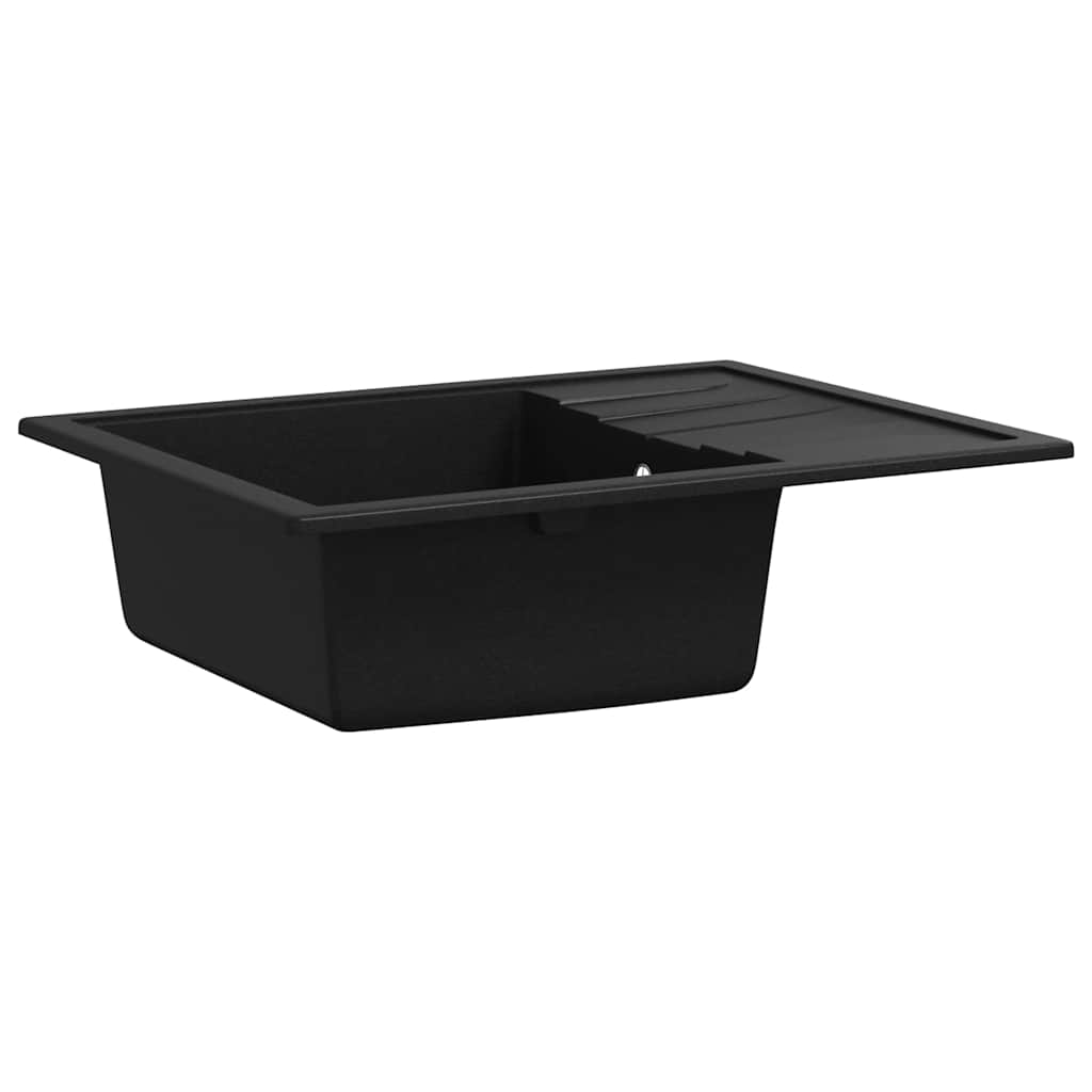 vidaXL Diskho med bräddavlopp oval svart granit