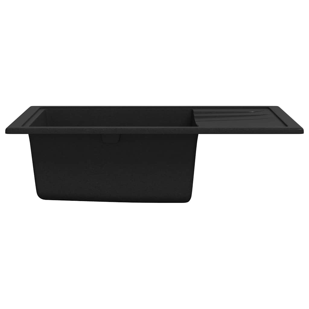 vidaXL Diskho med bräddavlopp oval svart granit