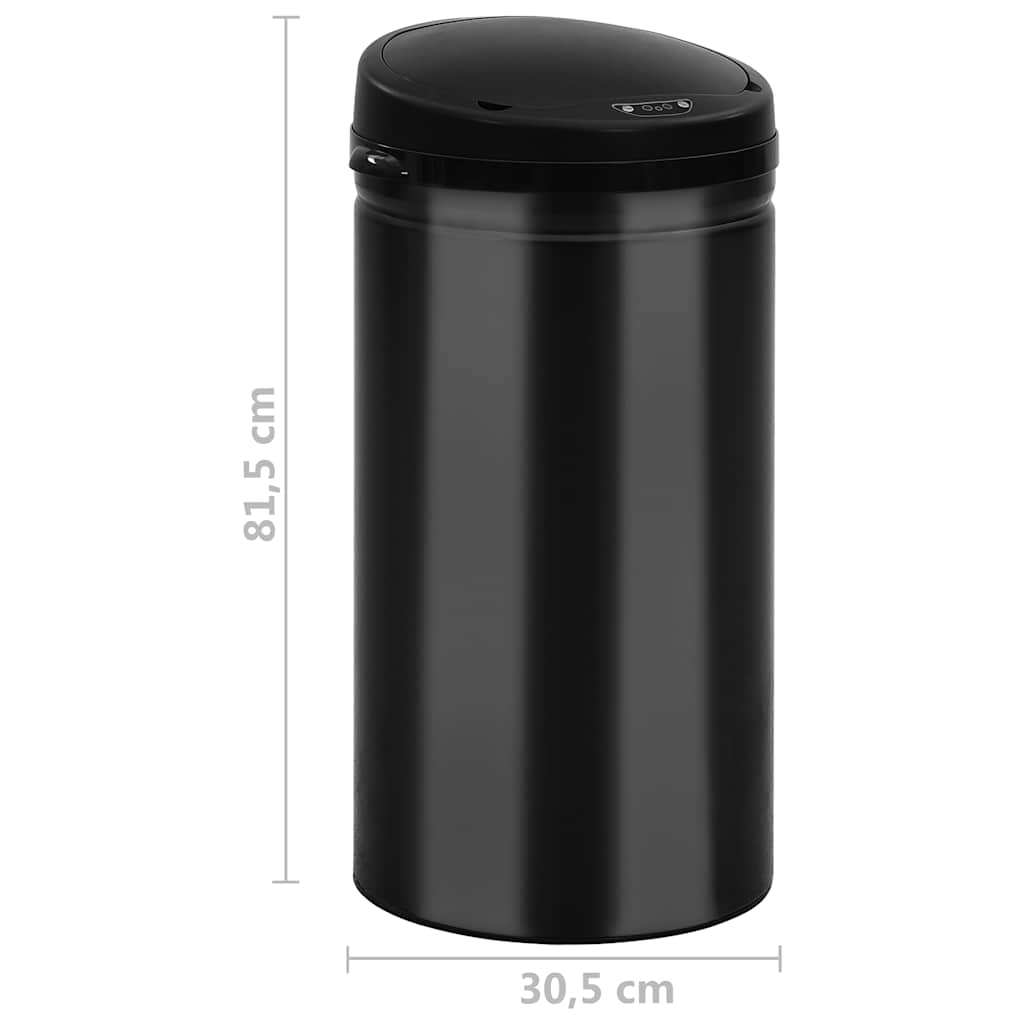 vidaXL Soptunna med automatisk sensor 50 L kolstål svart