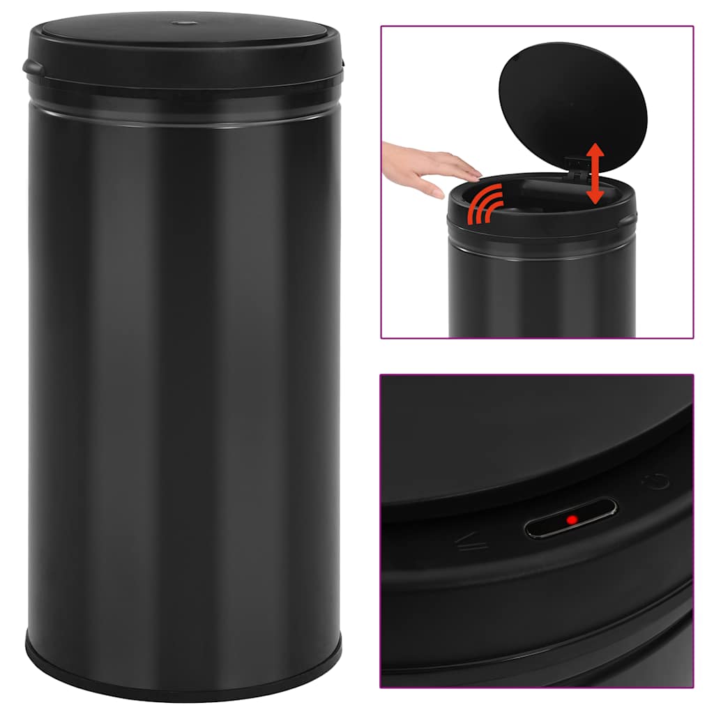 vidaXL Soptunna med automatisk sensor 70 L kolstål svart