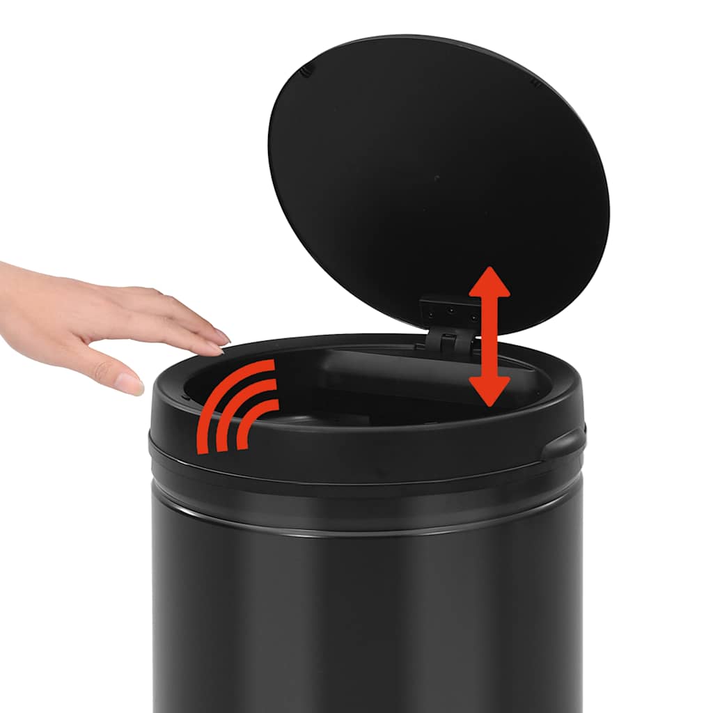 vidaXL Soptunna med automatisk sensor 70 L kolstål svart