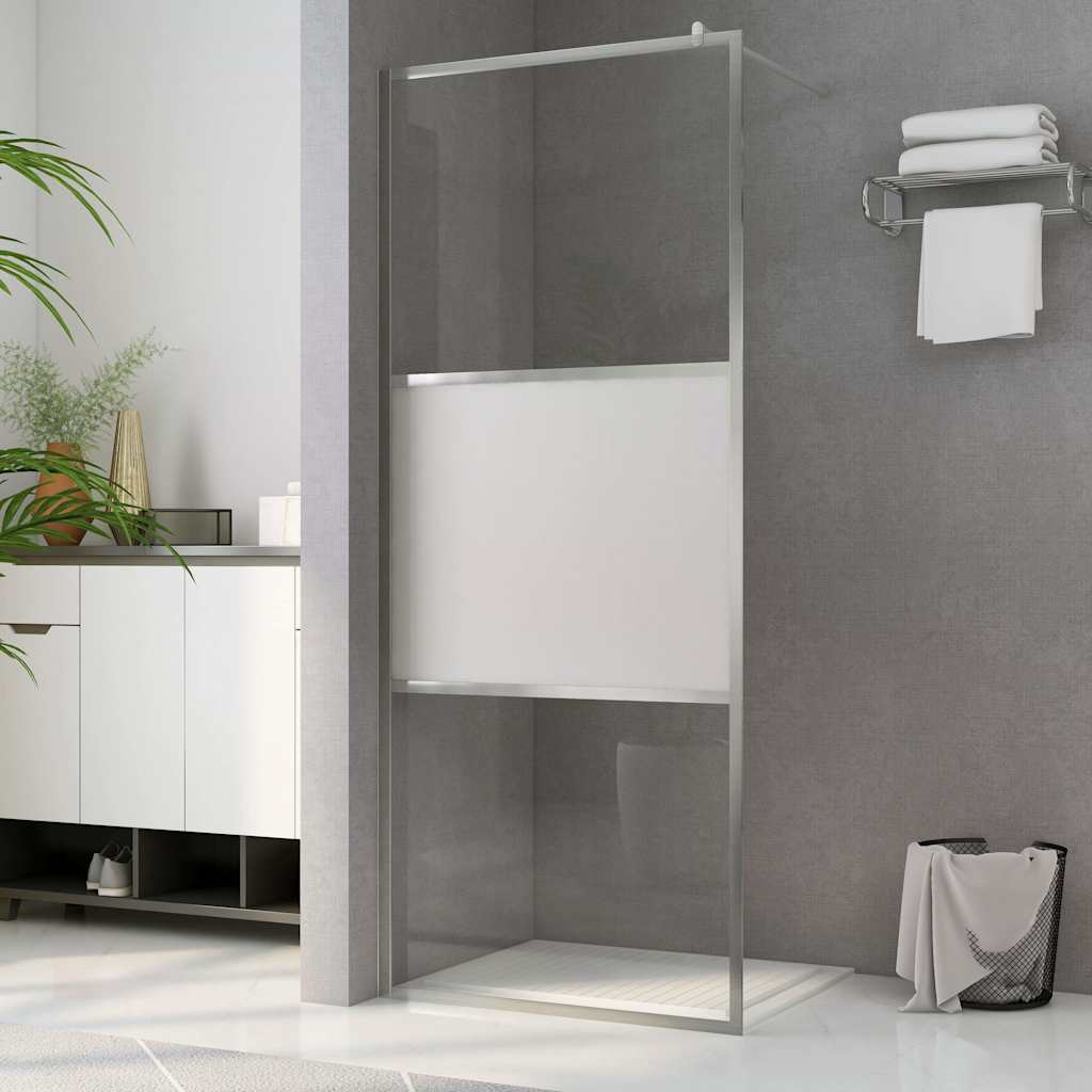 vidaXL Duschvägg med halvfrostat ESG-glas 90x195 cm
