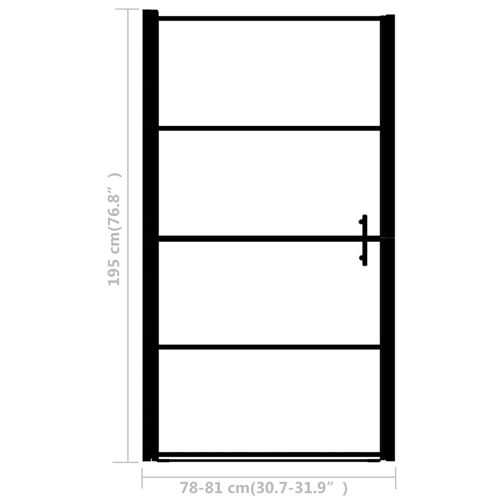 vidaXL Duschdörr härdat glas frostat 81x195 cm svart