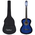 vidaXL Gitarr för nybörjare med fodral klassisk blå 4/4 39