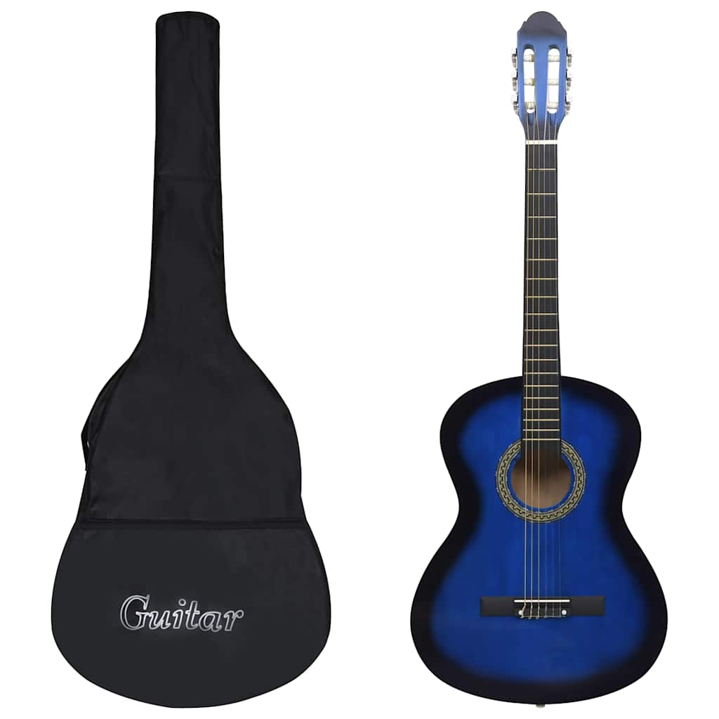 vidaXL Gitarr för nybörjare med fodral klassisk blå 4/4 39