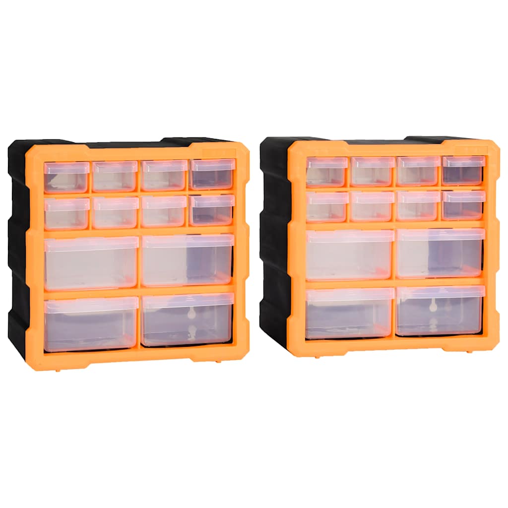 vidaXL Sortimentskåp med 12 lådor 2 st 26,5x16x26 cm